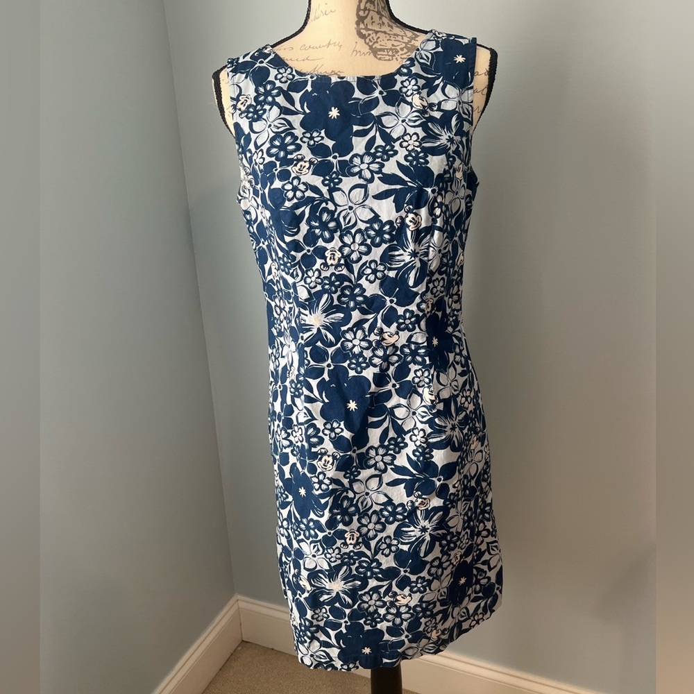 Disney Mickey Mouse Blue Floral Tropical Sleeveless Dress size Women’s Size S